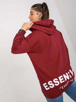 Hurt Bordowa rozpinana bluza plus size z nadrukiem z tyłu