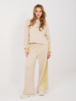Beżowy komplet z szerokimi spodniami RUE PARIS 