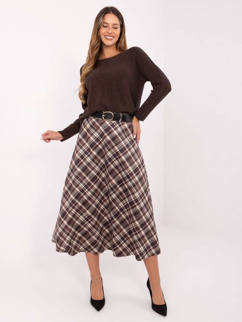 Brązowa midi spódnica z paskiem RUE PARIS