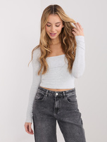 Jasnoszara damska bluzka basic z bawełny 