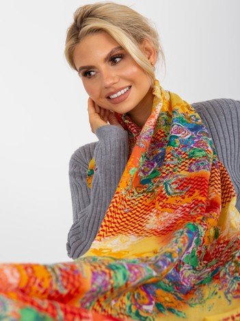 Hurtownia Czerwono-pomarańczowa bawełniana chusta we wzory