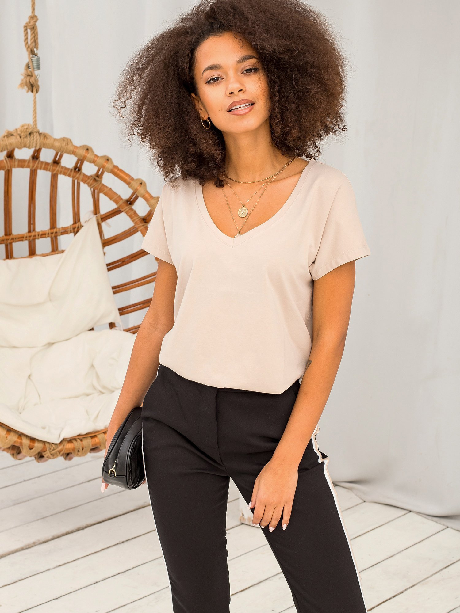 Jasnokawowy t-shirt Emory