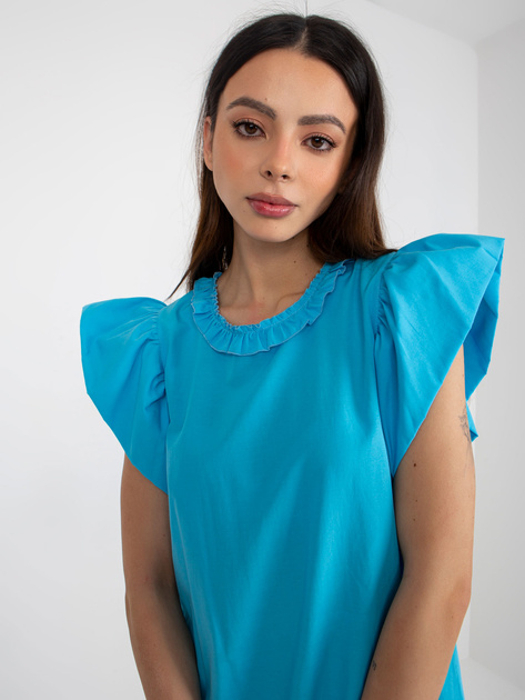 Hurt Niebieska rozkloszowana sukienka z bawełny