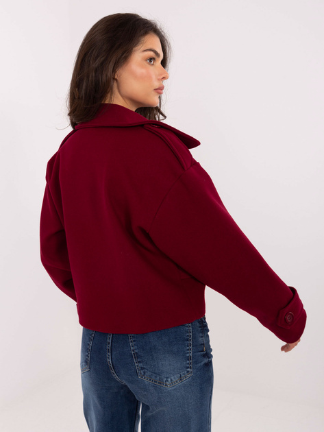 Bordowy krótki płaszcz z podszewką RUE PARIS