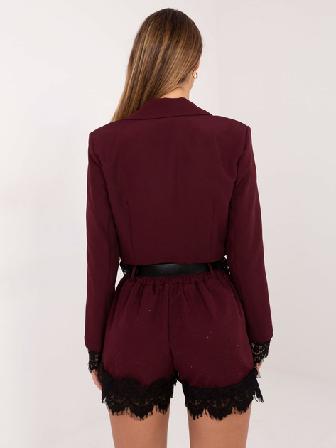 Burgundowe eleganckie szorty z kieszeniami