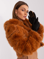 Hurt Czarne eleganckie rękawiczki z plecionym paskiem