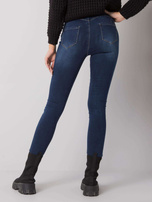 Ciemnoniebieskie dopasowane jeansy z wysokim stanem Marshall