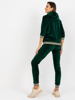 Hurt Ciemnozielony damski komplet welurowy z bluzą 