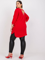 Czerwona dresowa tunika plus size z napisami Blanche