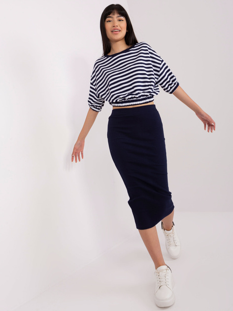 Hurt Granatowy damski komplet casualowy z bawełny