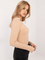 Hurt Camelowa prążkowana bluzka longsleeve z bawełny