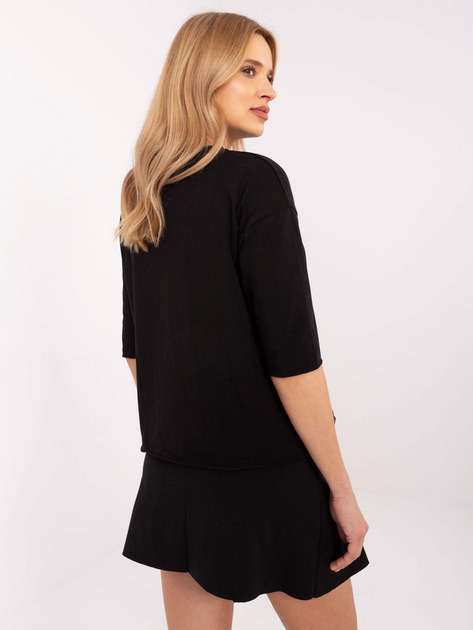 Hurt Czarna casualowa bluzka z aplikacją z dżetów