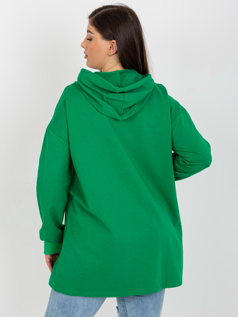 Hurtownia Zielona dłuższa bluza plus size z kapturem