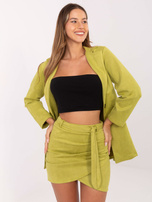 Limonkowa asymetryczna spódnica z zamszu Vercelli