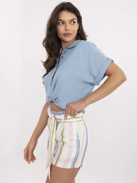 Białe szorty z wiązanym paskiem RUE PARIS