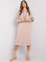 Dunkelbeige Sweatkleid mit Taschen Sheffield RUE PARIS.