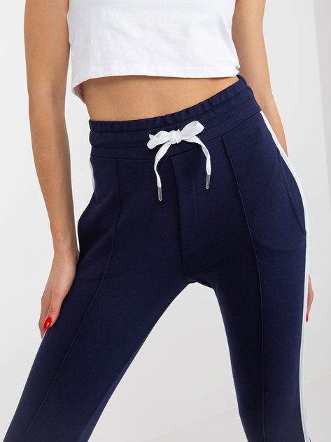 Hurt Granatowe dresowe spodnie basic z lampasami RUE PARIS