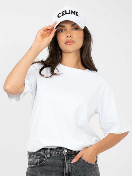  Biały t-shirt basic z okrągłym dekoltem RUE PARIS