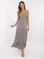 Szara maxi sukienka z falbaną Giuseppina FRESH MADE