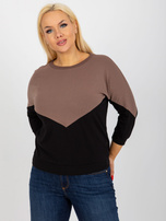 Hurt Brązowo-czarna bawełniana bluzka plus size basic