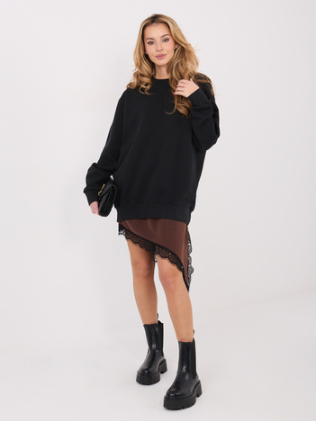 Czarna długa bluza basic z bawełny