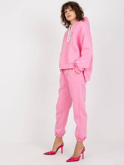 Hurt Różowy damski komplet dresowy z bluzą z kapturem