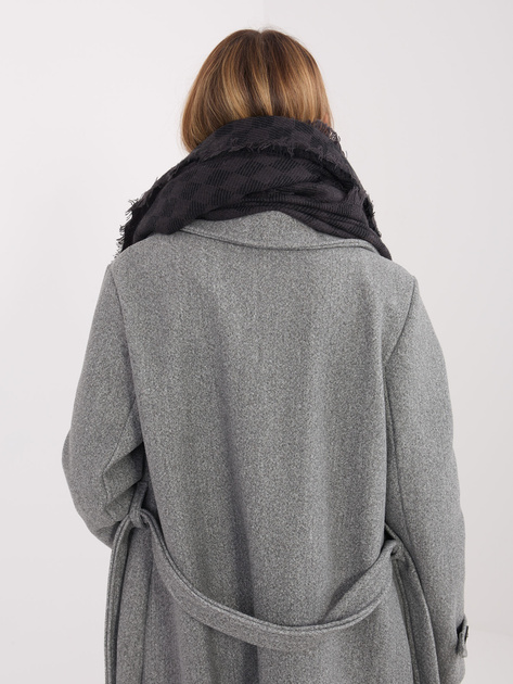 Ciemnoszaro-czarny damski szal z wełną