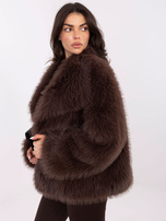 Brązowa futrzana kurtka z zapięciem na zatrzaski