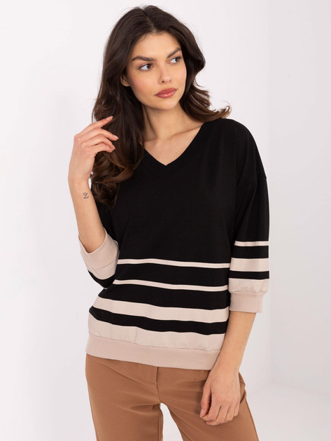 Hurt Czarna bawełniana bluzka damska w paski