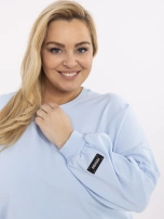 Jasnoniebieska bawełniana bluza plus size z rozcięciami