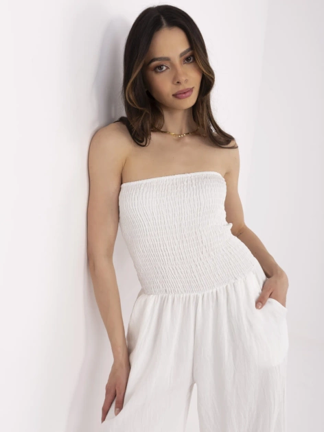 Ecru damski kombinezon z długimi spodniami