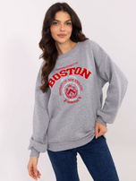 Hurt Jasnoszara melanżowa bluza oversize z napisem