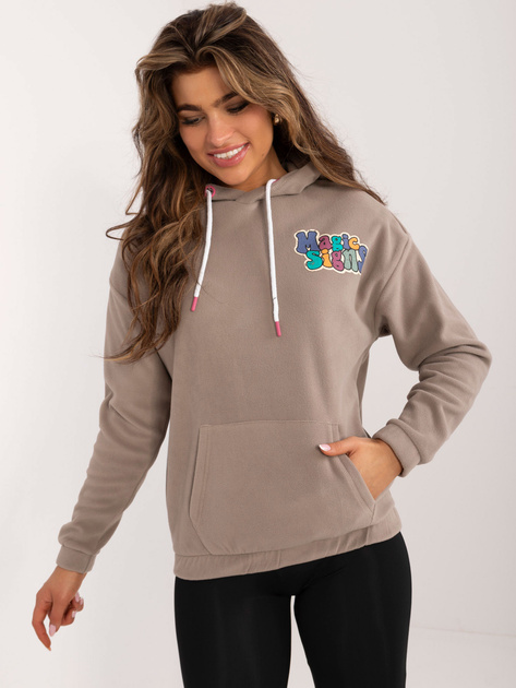 Hurt Ciemnobeżowa bluza kangurka z printem SUBLEVEL