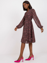 Czarna sukienka z printami z długim rękawem ZULUNA