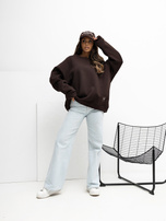 Czekoladowa dresowa bluza basic z ociepleniem RUE PARIS 