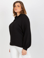 Hurtownia Czarna koszulowa bluzka plus size z wiskozy