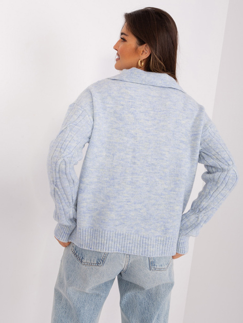 Hurt Jasnoniebieski melanżowy damski sweter z warkoczami