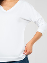 Biała bluzka basic z dekoltem na plecach RUE PARIS 