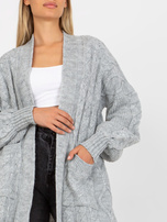 Hurtownia online Szary maxi kardigan w warkocze RUE PARIS 