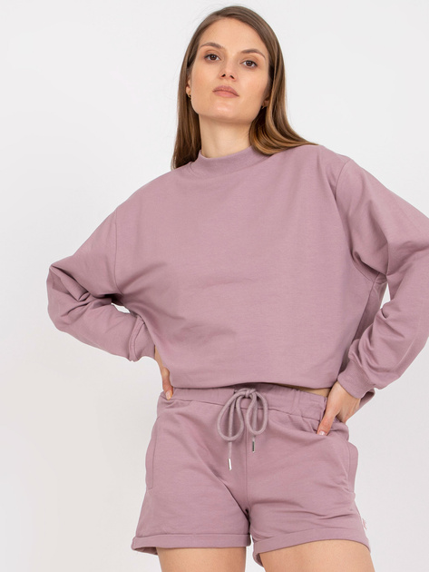 Brudnoróżowe dresowe szorty basic z kieszeniami