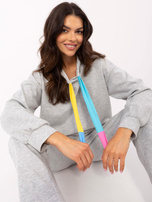 Hurt Szary melanżowy komplet z materiałowymi troczkami