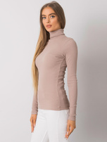 Ciemnobeżowa bluzka prążkowana z golfem Elisee RUE PARIS