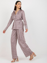 Hurt Beżowo-różowy trzyczęściowy komplet elegancki z topem