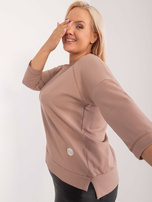 Hurtownia Ciemnobeżowa bluzka plus size z bawełny