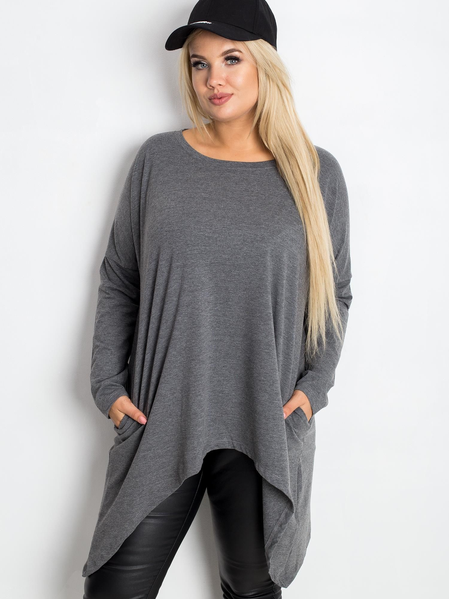 Ciemnoszara tunika plus size Moa
