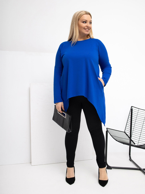 Kobaltowa bluzka plus size z dłuższym tyłem