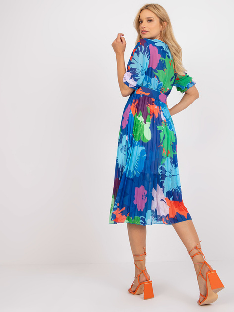 Niebieska sukienka one size z printami OCH BELLA