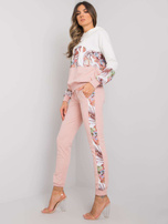 Ecru-różowy komplet dwuczęściowy z bawełny Melanie RUE PARIS