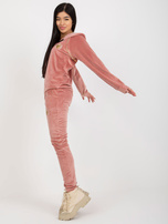 Hurt light pink women's velour set with patches.