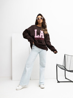 Chocolate oversized sweatshirt with RUE PARIS embroidery.